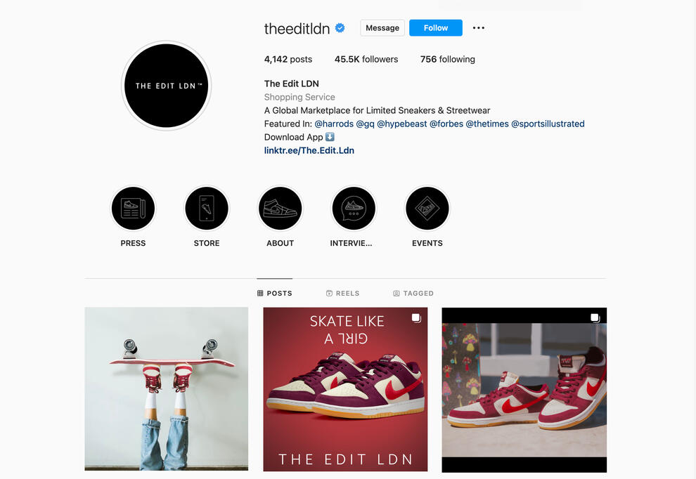 Mock Up of Instagram Page